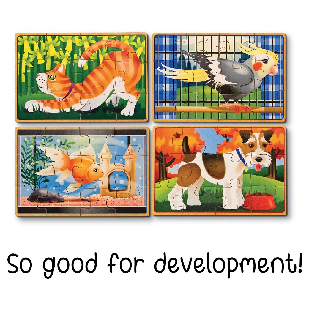 จิ๊กซอไม้ 12 ชิ้น x4 ลาย รุ่นสัตว์เลี้ยงน่ารัก Wooden Jigsaw Puzzles in a Box Pets,พัซเซิลไม้, ของเล่นเสริมพัฒนาการเด็ก เสริมทักษะการเรียนรู้ สื่อการสอนอนุบาล พร้อมส่ง