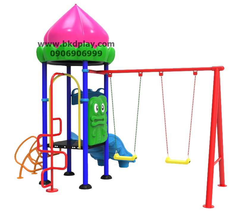 ชุดหอปลาหมึก +ปีนป่าย +ชิงช้า 2ที่นั่ง เครื่องเล่นสนาม กลางแจ้ง เหล็ก, สไลเดอร์,ของเล่น สั่งทำ 10-20 วัน ขนาด300x380x250 ซม.