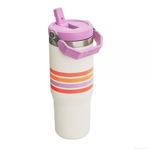Varsity Iceflow™ Flip Straw Tumbler 30Oz Cream Lilac Stripe
