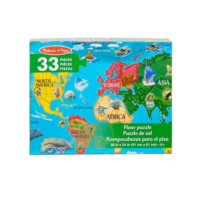 World Map Floor Puzzle จิ๊กซอว์จัมโบ้ รูปแผนที่โลก ขนาด 60x90 cm, ของเล่นเสริมพัฒนาการเด็ก เสริมทักษะการเรียนรู้ สื่อการสอนอนุบาล พร้อมส่ง