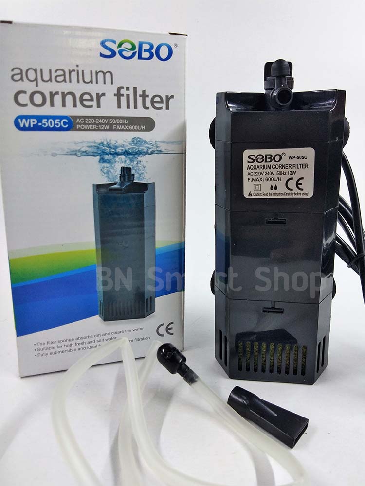 ปั้มน้ำพร้องกรองติดตั้งเข้ากับมุมตู้ SOBO WP-505C ใช้ได้ทั้งน้ำจืดและน้ำเค็ม