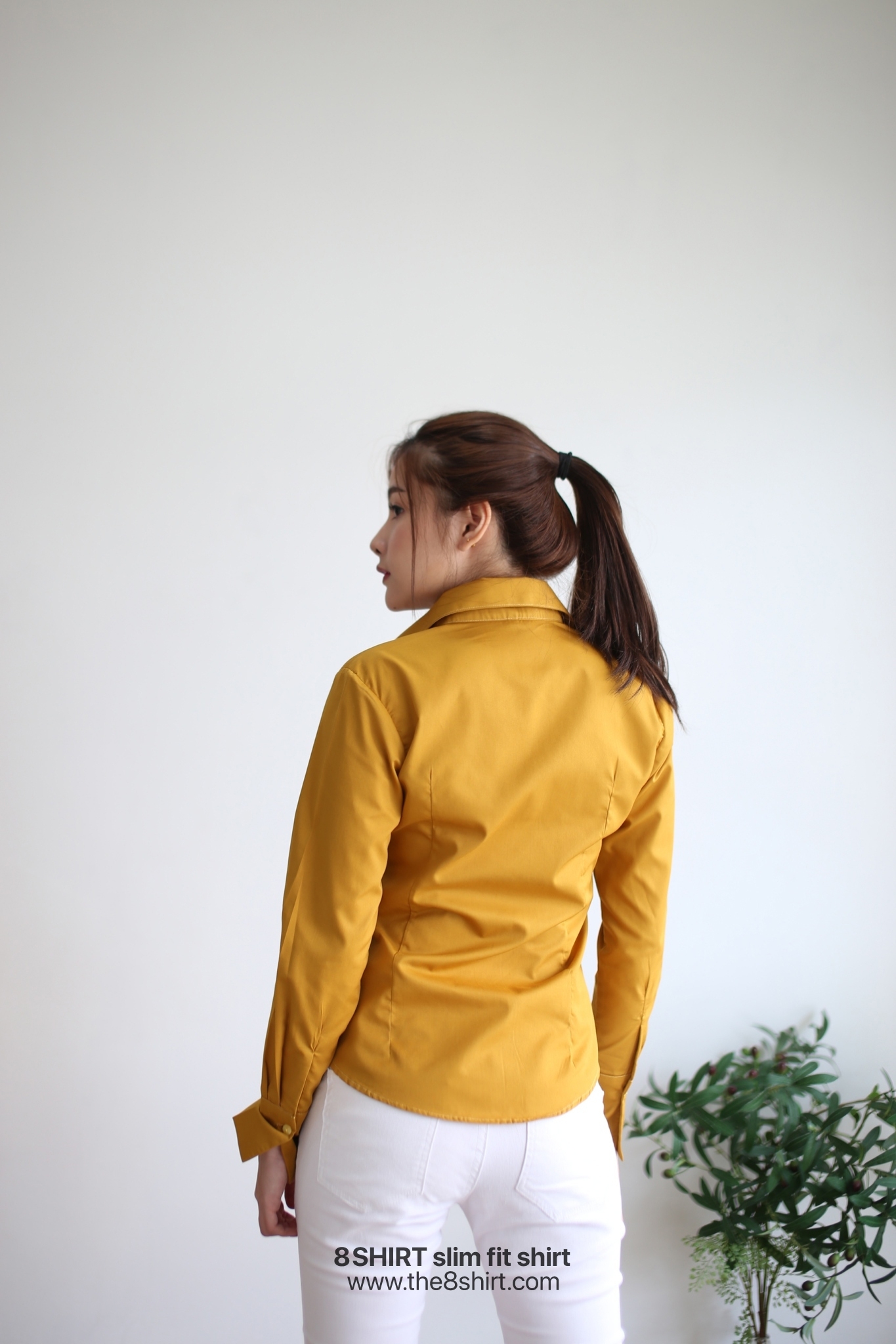เสื้อเชิ้ตผู้หญิง สีเหลืองมัสตาร์ด (Mustard yellow) สลิมฟิต เข้ารูป แขนยาว เสื้อเชิ้ตทำงาน เสื้อยูนิฟอร์ม แบรนด์ 8SHIRT slim fit shirt พร้อมส่ง