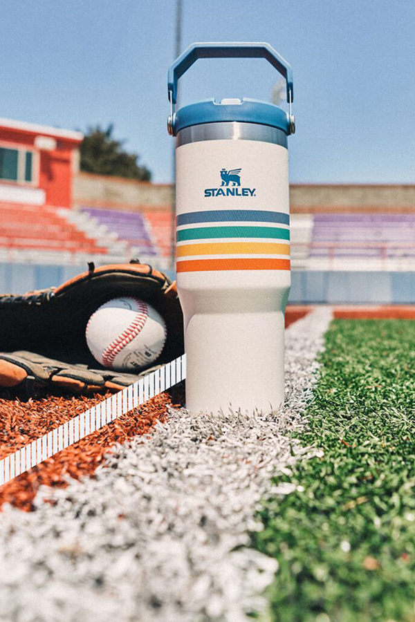 Varsity Iceflow™ Flip Straw Tumbler 30Oz Cream Stripe
