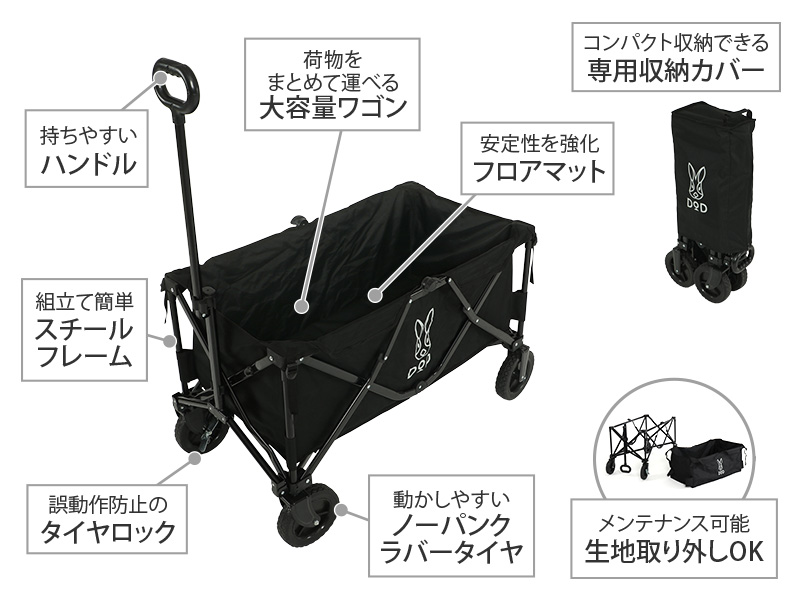 DoD Folding Carry Wagon Black C2-46-BK