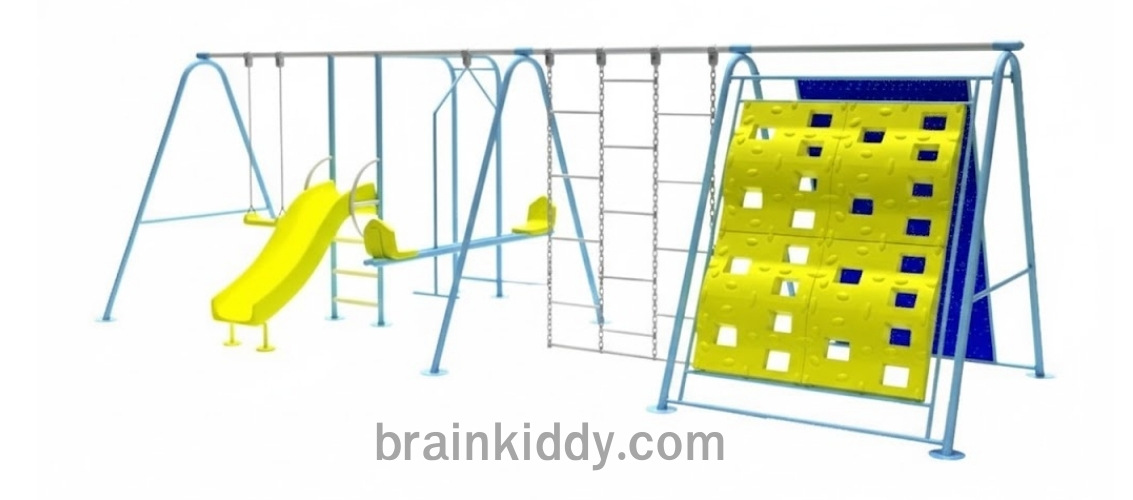 ชิงช้าผสม+บาร์โหน+ปีนป่ายหน้าผา+สไลเดอร์ 80 เครื่อเล่นสนามเหล็ก เครื่องเล่นสนามกลางแจ้ง ของเล่น สั่งทำ 10-20 วัน ขนาด 350x760x200 ซม.