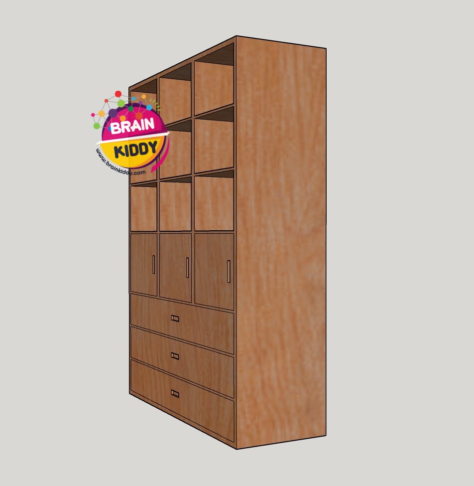 ชั้นเก็บกระเป๋าและที่นอน (9 ช่อง ทรงสูง), เฟอร์นิเจอร์เด็กสั่งทำตามสีและขนาดได้ , เฟอร์นิเจอร์ไม้ , เฟอร์นิเจอร์เด็ก