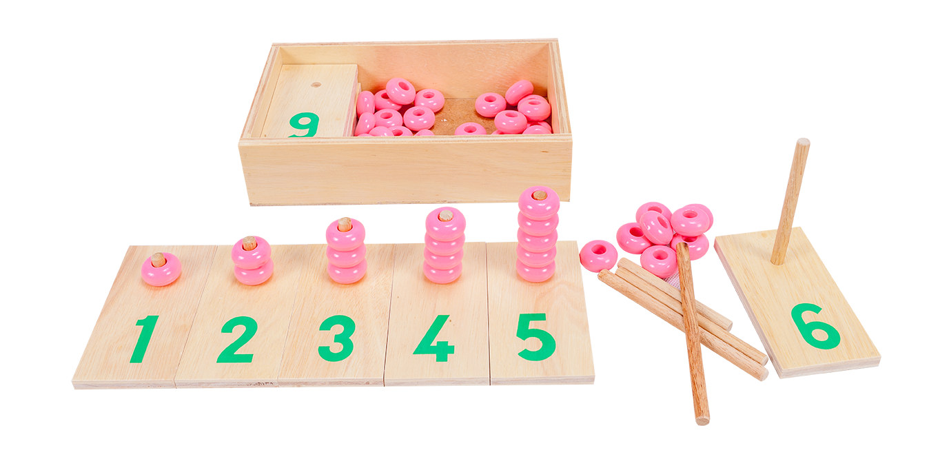 ลูกคิดสวมหลัก 1-10, ชุดห่วงไม้นับเลข ,ของเล่นไม้, ของเล่นเสริมพัฒนาการ, เสริมทักษะทางคณิตศาสตร์, สื่อการสอนเด็กอนุบาล