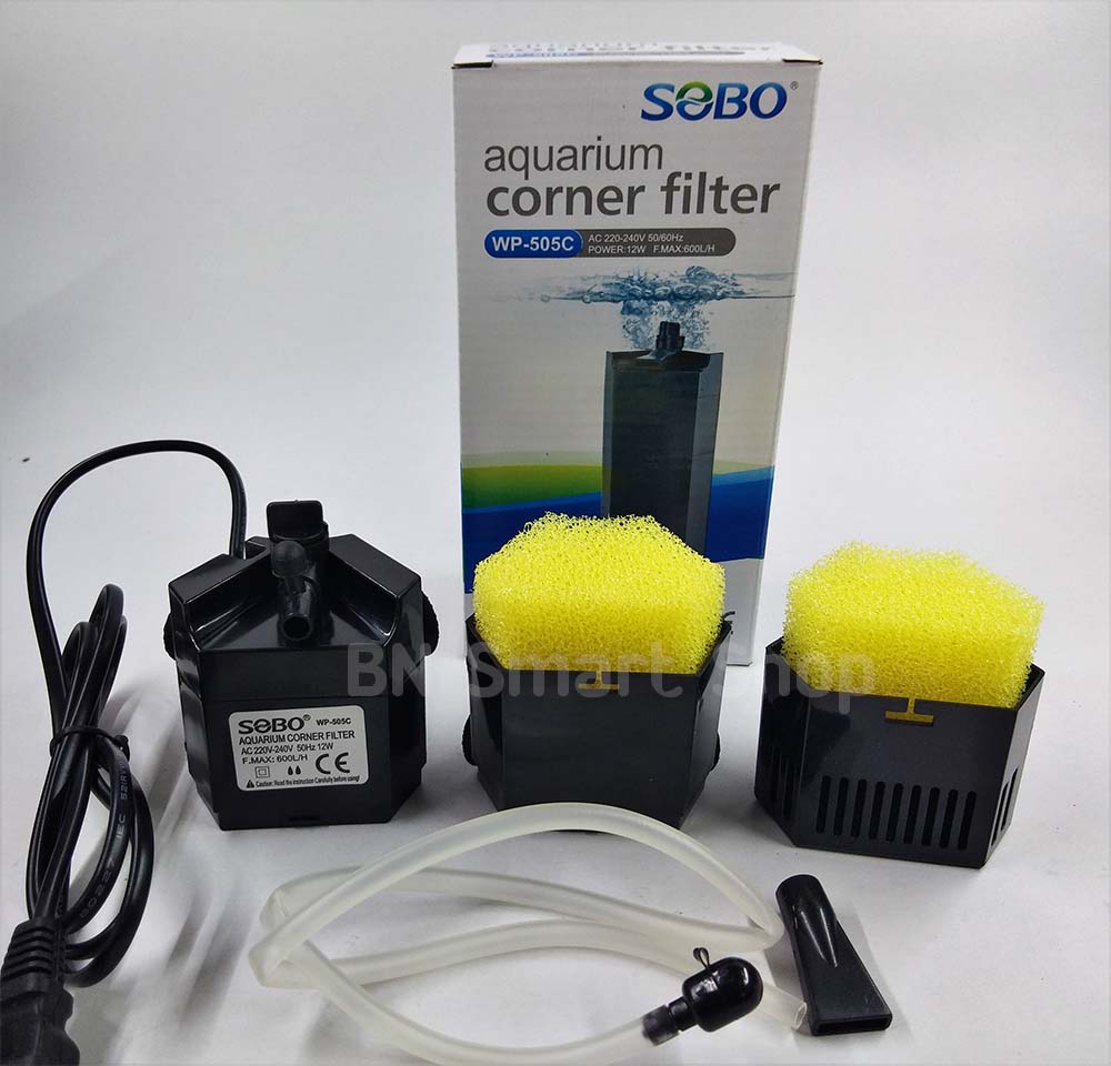 ปั้มน้ำพร้องกรองติดตั้งเข้ากับมุมตู้ SOBO WP-505C ใช้ได้ทั้งน้ำจืดและน้ำเค็ม