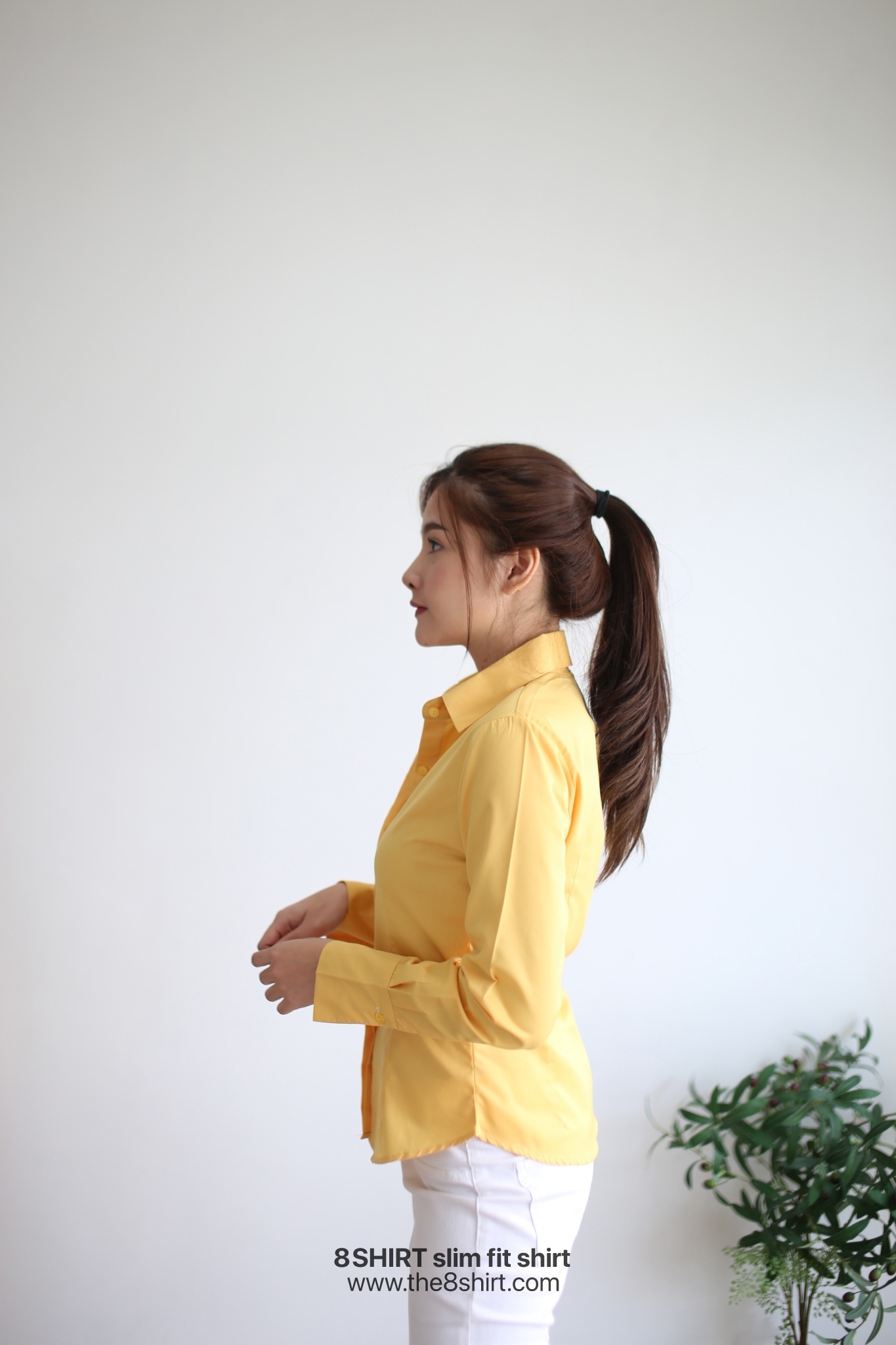 เสื้อเชิ้ตผู้หญิง สีเหลือง (Yellow) สลิมฟิต เข้ารูป แขนยาว เสื้อเชิ้ตทำงาน เสื้อยูนิฟอร์ม แบรนด์ 8SHIRT slim fit shirt พร้อมส่ง