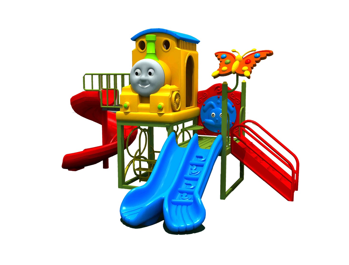 เครื่องเล่นสนามกลางแจ้ง ชุด รถไฟเพื่อนรัก แบบB / เครื่องเล่นสนามกลางแจ้ง ชุดรถไฟหรรษาสไลด์วน