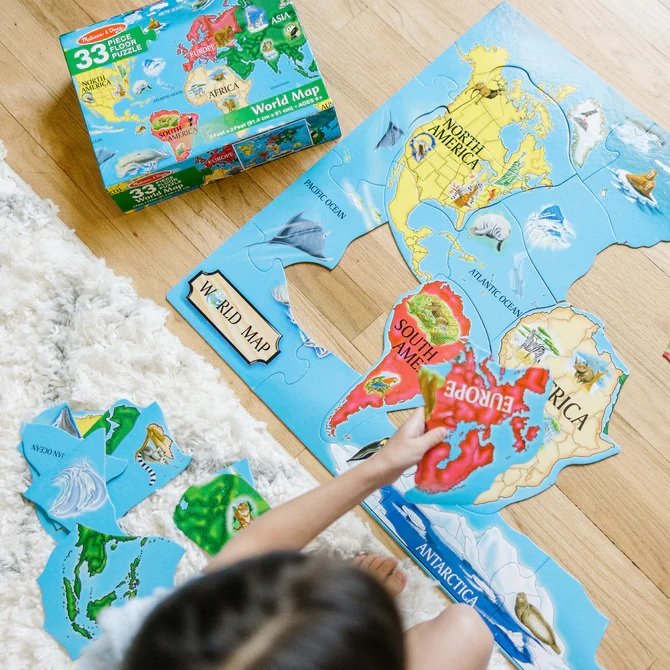 World Map Floor Puzzle จิ๊กซอว์จัมโบ้ รูปแผนที่โลก ขนาด 60x90 cm, ของเล่นเสริมพัฒนาการเด็ก เสริมทักษะการเรียนรู้ สื่อการสอนอนุบาล พร้อมส่ง
