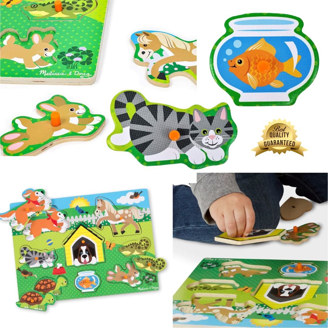 จิ๊กซอว์ไม้ จิ๊กซอว์หมุด รุ่นสัตว์เลี้ยง 8 ชิ้น Melissa & Doug พัซเซิลไม้,ของเล่นเสริมพัฒนาการ,ของเล่นเด็ก,สื่อการสอน,อนุบาล,พร้อมส่ง