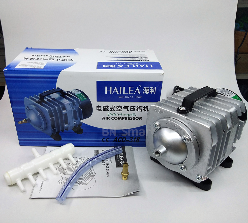 ปั้มลม ปั้มออกซิเจน 45 วัตต์ HAILEA รุ่น ACO-318 ต่อใช้งานได้ขั้นต่ำ 6 หัว