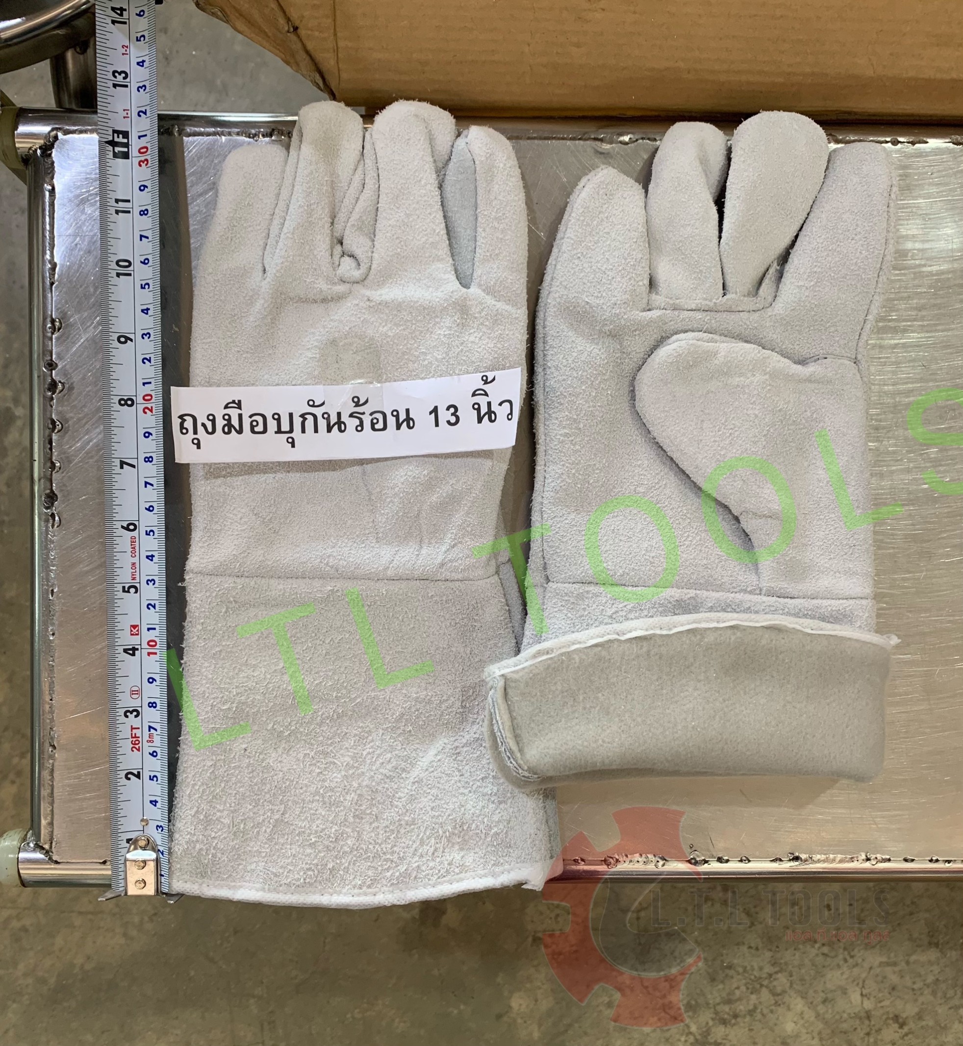 ถุงมือหนังบุใยสำลีสั้น 13 นิ้ว