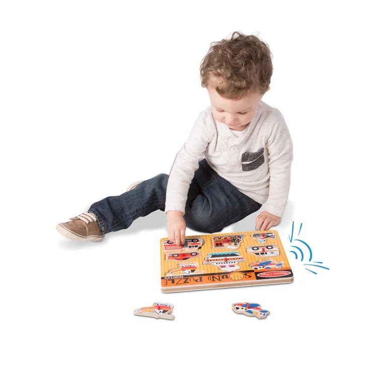 จิ๊กซอว์เด็ก มีเสียง มีหมุดจับ รุ่นยานพาหนะ,Melissa & Doug Vehicles Sound Puzzle 8 Pcs , ของเล่นเสริมพัฒนาการ, ของเล่นเด็ก,สื่อการสอน,พร้อมส่ง