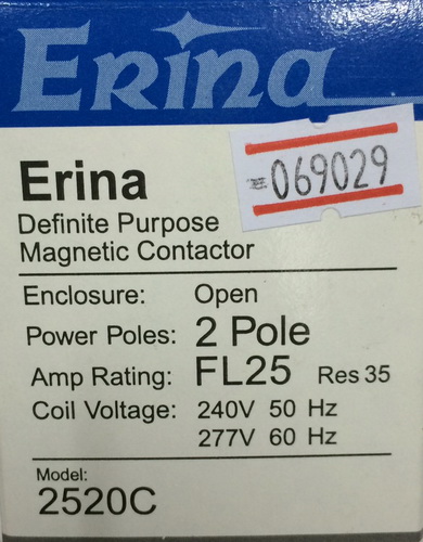 แมกเนติก ERINA 25A 2 ขา (2P) (รหัสสินค้า 069029)