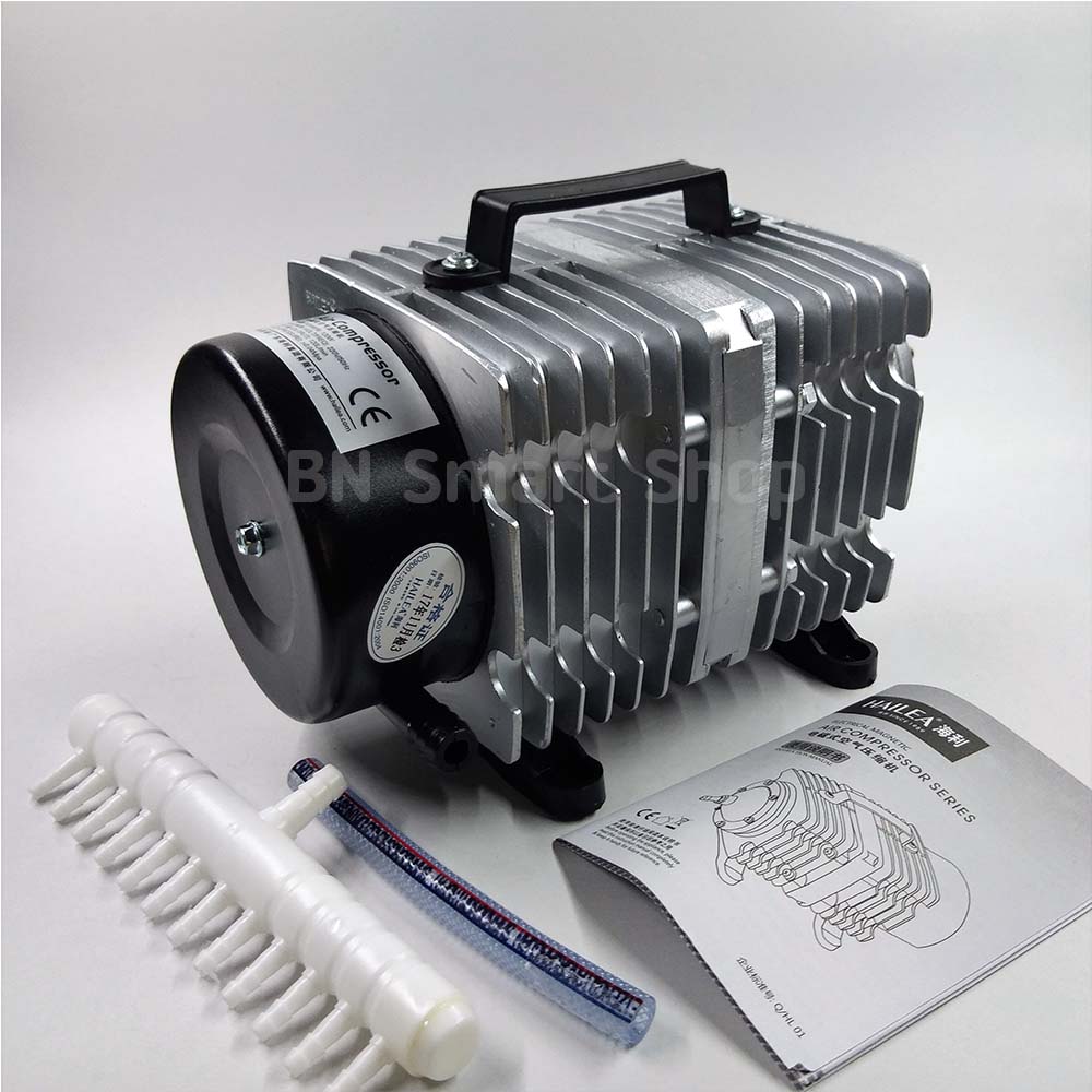 ปั้มลม ปั้มออกซิเจน ปั้มลูกสูบ 120 วัตต์ HAILEA รุ่น ACO-009 ฟรีแยกลมสามทาง วาวส์ปรับแรงดันลม สายยาง หัวทรายจิ๋ว พร้อมใช้งาน