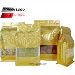 ถุงซิปล๊อค สีทองเลื่อม เจาะหน้าต่าง ขยายข้าง ตั้งได้
