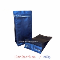 ถุงซิปฟอยล์น้ำเงิน ขยายข้าง 13.5*25.5*8 ซม. (500g.)
