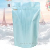 ถุงซิป ฟอยล์สีฟ้าลายริ้ว ขนาด 15*24+8 cm.(250g)