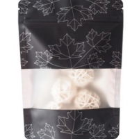 ถุงซิปก้นตั้ง ฟอยล์สีดำ เจาะหน้าต่าง ขนาด 19*29+5 cm.