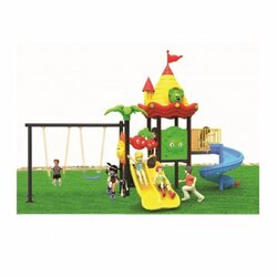 เครื่องเล่นสนามกลางแจ้ง ชุดปราสาทหนูน้อยไลเดอร์และชิงช้า,สไลเดอร์,กระดานลื่น,ชิงช้า,เครื่องเล่นเด็ก,ครุภัณฑ์สนามเด็กเล่น, สพฐ,โครงการโรงเรียนประชารัฐ,งบประมาณ80,000 ขนาด 270x490x320 ซม.