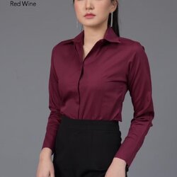 เสื้อเชิ้ตผู้หญิง สีแดงไวน์ (Red Wine) สลิมฟิต เข้ารูป แขนยาว เสื้อเชิ้ตทำงาน เสื้อยูนิฟอร์ม แบรนด์ 8SHIRT slim fit shirt พร้อมส่ง