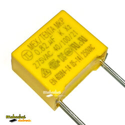 ตัวเก็บประจุ X2 824K 275VAC 250V MKP 0.82UF 820NF 275V Pitch P = 15mm
