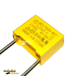 275V334K ตัวเก็บประจุ X2 ระยะห่างระหว่างขา 15 มม. 0.33uF 330nF