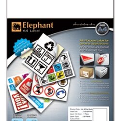 สติ๊กเกอร์ขาวด้าน [ตราช้าง] A4 (50แผ่น/ห่อ)
