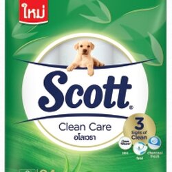 กระดาษชำระม้วนเล็ก [SCOTT] Clean Care หนา3ชั้น (24ม้วน/แพ็ค)
