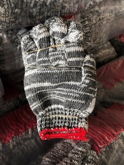 ถุงมือผ้าลายเทา 7ขีด ไม่เปื่อยง่าย