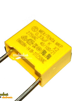 275V334K ตัวเก็บประจุ X2 ระยะห่างระหว่างขา 15 มม. 0.33uF 330nF