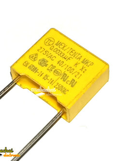 คาปาซิเตอร์ ตัวเก็บประจุ X2 332K 275VAC 250V MKP 0.0033UF 275V332 ระยะห่างระหว่างขา 10 มม.
