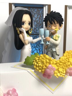 Luffy & Boa Hancock Wedding ของแท้ JP แมวทอง - WCF Banpresto [โมเดลวันพีช] (2 ตัว)