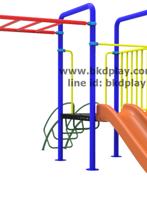 ชุดหอสไลด์80รางคู่+ บาร์โหน เครื่องเล่นสนามกลางแจ้ง เหล็ก ของเล่น สั่งทำ 10-20 วัน