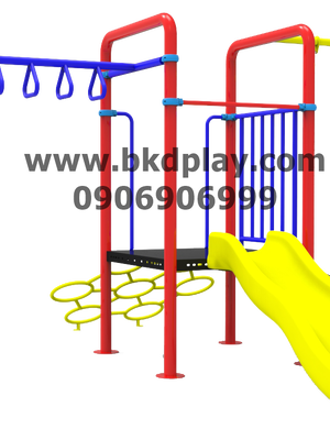 ชุดหอสไลด์80 +บาร์โหน +ปีนป่ายเชือก เครื่องเล่นสนาม กลางแจ้ง เหล็ก, สไลเดอร์ของเล่น สั่งทำ 10-20 วัน ขนาด 430x610x250 ซม.