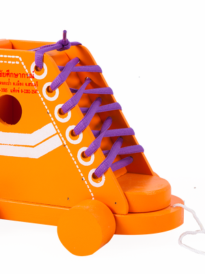 รถลากเชือกผูกรองเท้า , ของเล่นไม้, ของเล่นเสริมพัฒนาการ, ของเล่นเด็กอนุบาล, สื่อการสอนเด็กอนุบาล