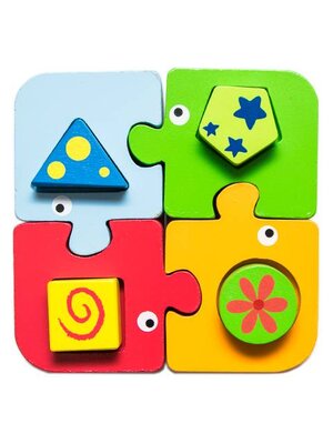 จิ๊กซอว์ช้างน้อยเรขาคณิต ของเล่นไม้ ตัวต่อไม้,จิ๊กซอว์ไม้,ของเล่นเสริมทักษะการเรียนรู้, ของเล่นเสริมพัฒนาการเด็กอนุบาล, สื่อการสอนปฐมวัย, พร้อมส่ง