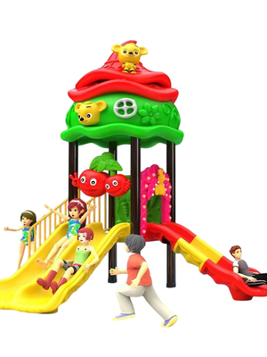 เครื่องเล่นสนามกลางแจ้ง ในร่ม, ชุดบ้านเจ้าหนูจิ๋ว, กระดานลื่น,ครุภัณฑ์สนามเด็กเล่น, สพฐ,โครงการโรงเรียนประชารัฐ playground ขนาด 210 x 290 x 300 ซม.