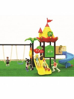 เครื่องเล่นสนามกลางแจ้ง ชุดปราสาทหนูน้อยไลเดอร์และชิงช้า,สไลเดอร์,กระดานลื่น,ชิงช้า,เครื่องเล่นเด็ก,ครุภัณฑ์สนามเด็กเล่น, สพฐ,โครงการโรงเรียนประชารัฐ,งบประมาณ70,000 ขนาด 270x490x320 ซม.