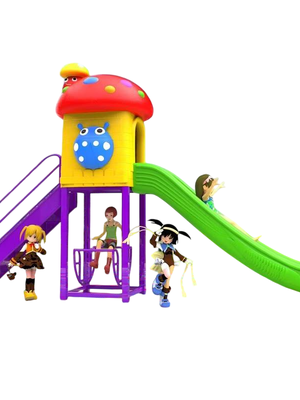 เครื่องเล่นสนามกลางแจ้ง ชุดเต่าทองน้อยกับสไลด์เดอร์,กระดานลื่น,สไลเดอร์,ครุภัณฑ์สนามเด็กเล่น, สพฐ,โครงการโรงเรียนประชารัฐ playground,เครื่องเล่นสนาม, สนามเด็กเล่น ขนาด 65x340x230 ซม.