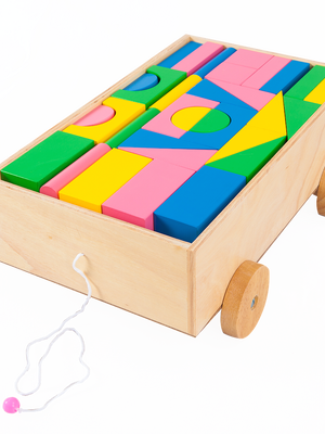 รถลากบล็อก 105 ชิ้น (ทำสี) , ของเล่นไม้, ของเล่นเสริมพัฒนาการ, ของเล่นเด็กอนุบาล, สื่อการสอนเด็กอนุบาล