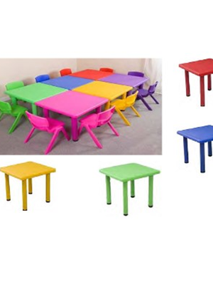 โต๊ะเหลี่ยมจตุรัสB ,โต๊ะเรียนพลาสติก ,ขาเหล็ก, โต๊ะนักเรียนอนุบาล, เฟอร์นิเจอร์เด็ก ,ขนาด 60x60x50 cm.