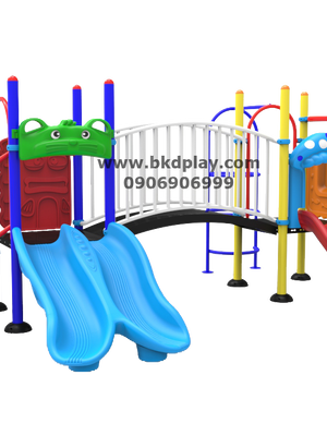 ชุดหอสไลด์ ปีนป่าย ชิงช้า 2 ที่นั่งเครื่องเล่นสนาม กลางแจ้ง เหล็ก, สไลเดอร์ ของเล่น สั่งทำ 10-20 วัน ขนาด340x700x200 ซม.
