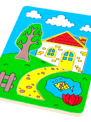 จิ๊กซอ ภาพตัดต่อบ้านเล็ก (7 ชิ้น) , ของเล่นไม้, ของเล่นเสริมพัฒนาการ, ของเล่นเด็กอนุบาล