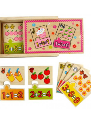 จิ๊กซอว์ไม้ภาพจับคู่บวกเลข (20ชิ้น) ,ของเล่นไม้ ,จับคู่,บวกเลข,ของเล่นเสริมทักษะการเรียนรู้, ของเล่นเสริมพัฒนาการเด็กอนุบาล, สื่อการสอนปฐมวัย, พร้อมส่ง