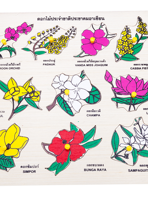 ภาพตัดต่อ ดอกไม้อาเซียน , ของเล่นไม้, ของเล่นเสริมพัฒนาการ, ของเล่นเด็กอนุบาล, สื่อการสอนเด็กอนุบาล