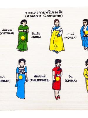 ภาพตัดต่อ เครื่องแต่งกายเพื่อนบ้านของเรา , ของเล่นไม้, ของเล่นเสริมพัฒนาการ, ของเล่นเด็กอนุบาล, สื่อการสอนเด็กอนุบาล