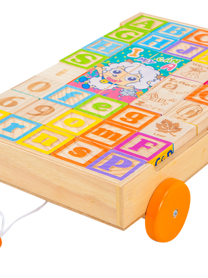 รถลากบล็อก AB (ใหญ่) , ของเล่นไม้, ของเล่นเสริมพัฒนาการ, ของเล่นเด็กอนุบาล, สื่อการสอนเด็กอนุบาล